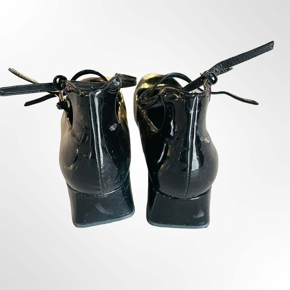 Zara Black Patent Leather Square-Toe Double-Strap Mary Jane Heels