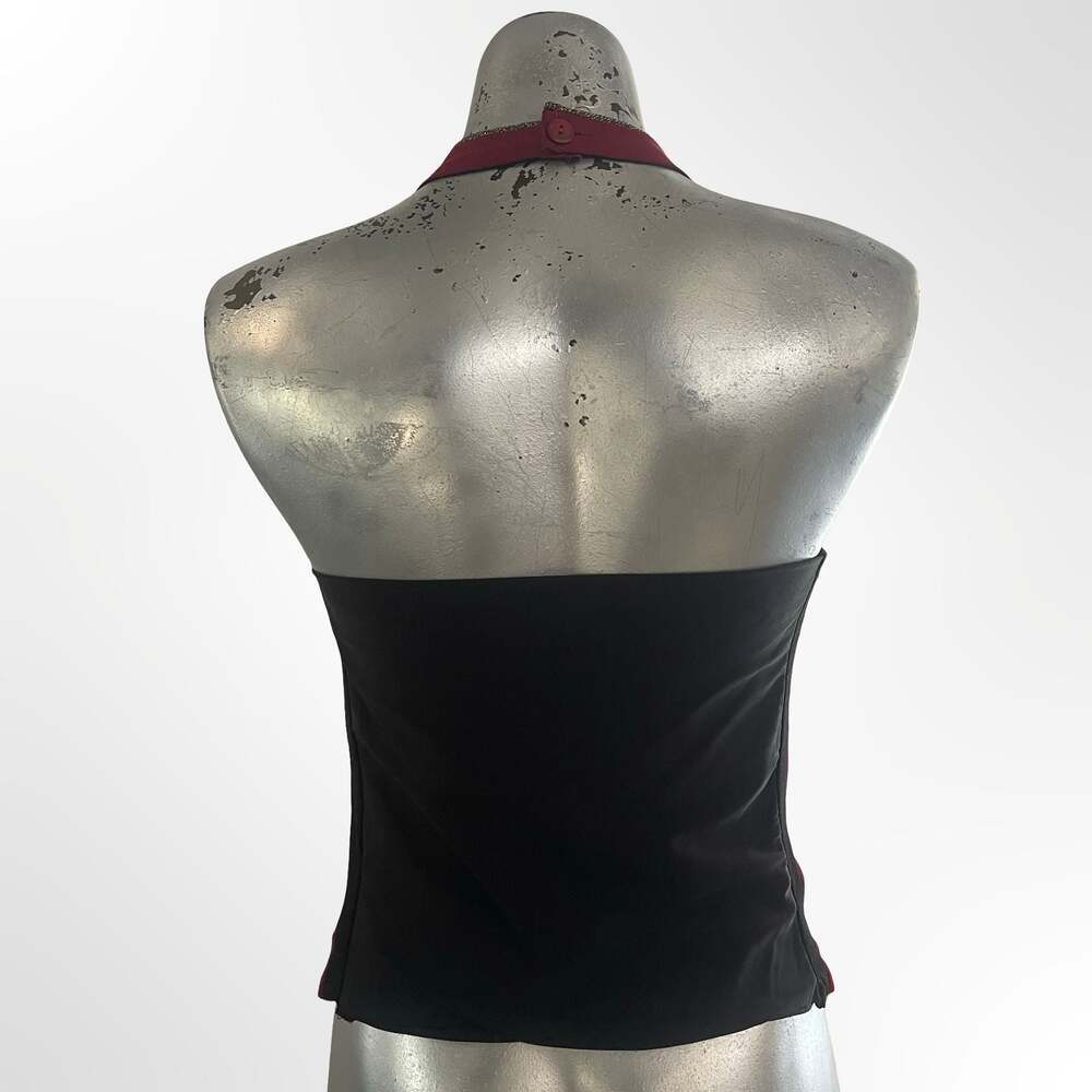 Women's Burgundy Halter Vest Button-Down Waistcoat