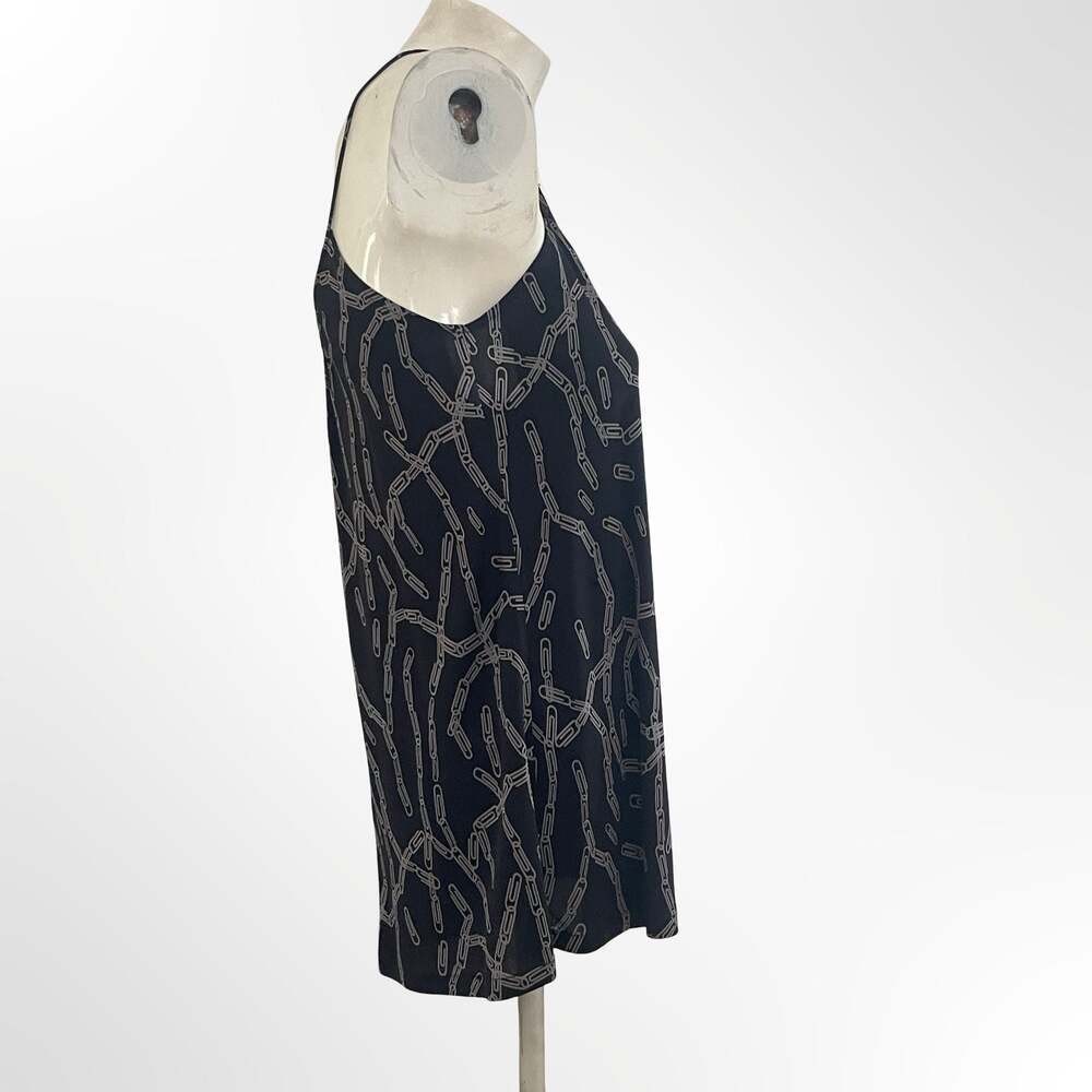 Tucker Black Paperclip Chain Print Silk Camisole Tank Top