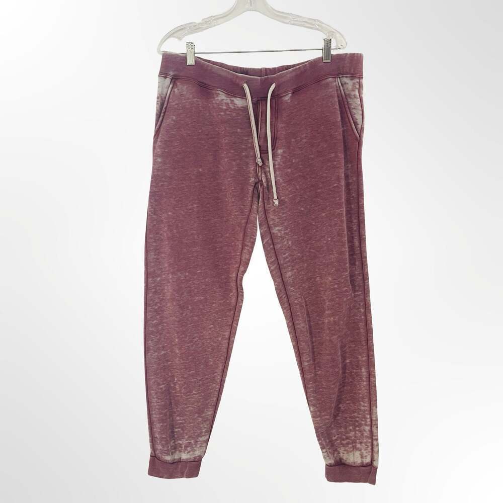 Ocean Current Women's Acid Wash French Terry Jogger Sweatpants Burgundy Size M