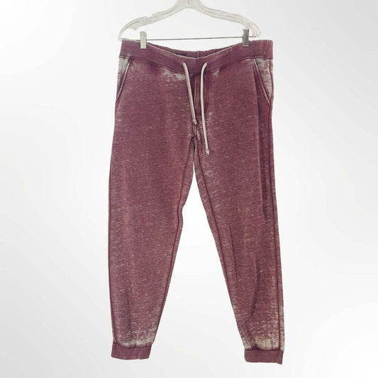 Ocean Current Women's Acid Wash French Terry Jogger Sweatpants Burgundy Size M