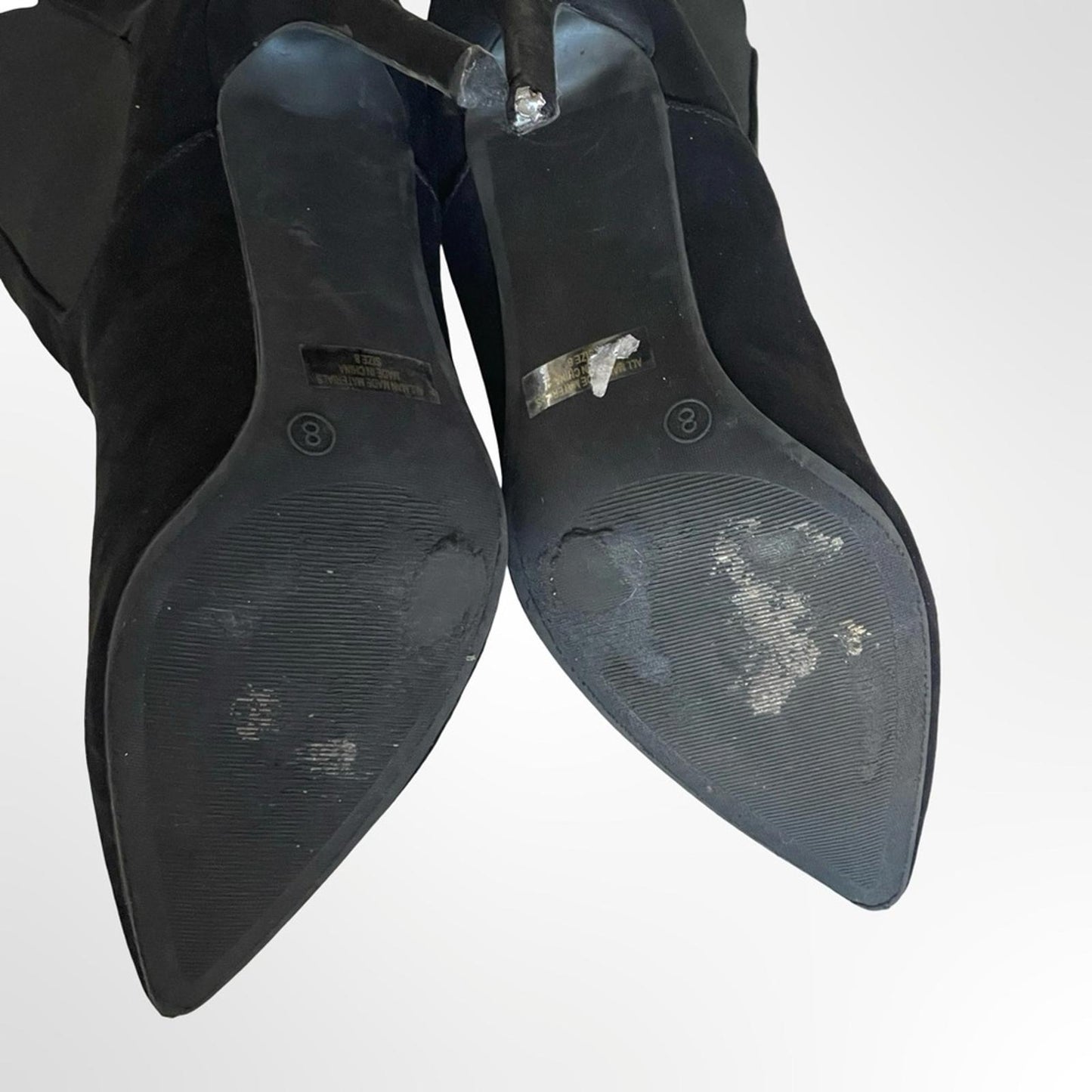 Black Suede Pointed-Toe Stiletto Ankle Boots in size 8