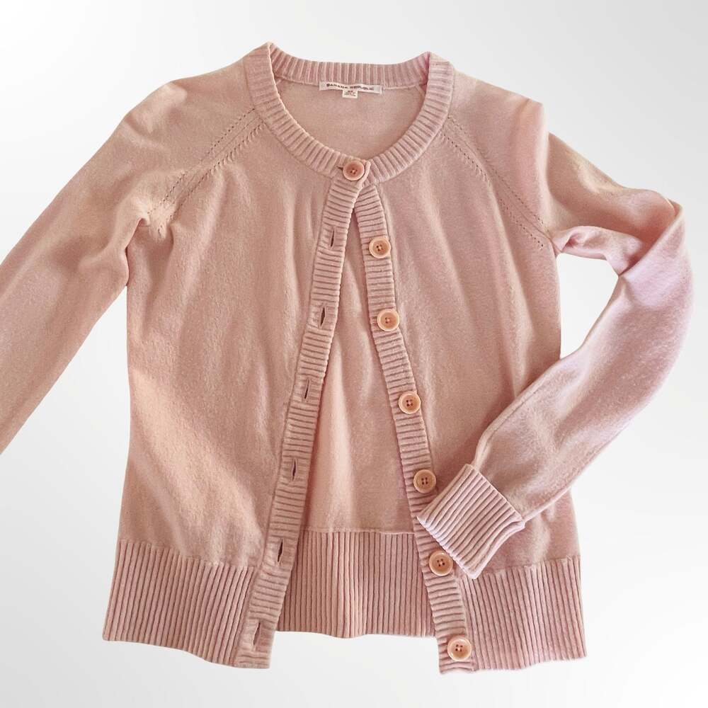 Banana Republic Women's Pink Merino Wool Blend Crewneck Cardigan