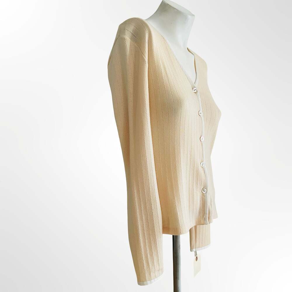 Womens Peach Ribbed Knit V-Neck Button Down Cardigan Sweater