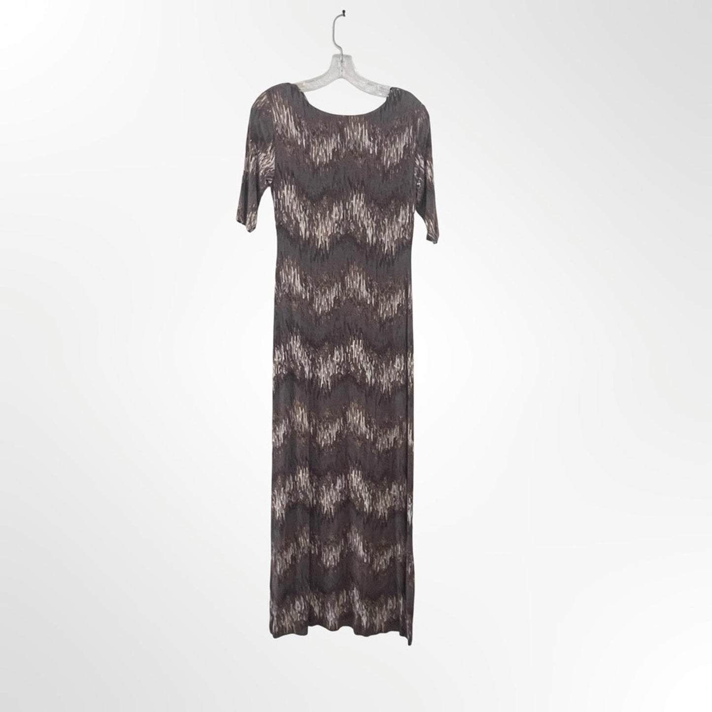 Cynthia Rowley Brown Wave-Pattern Maxi Dress