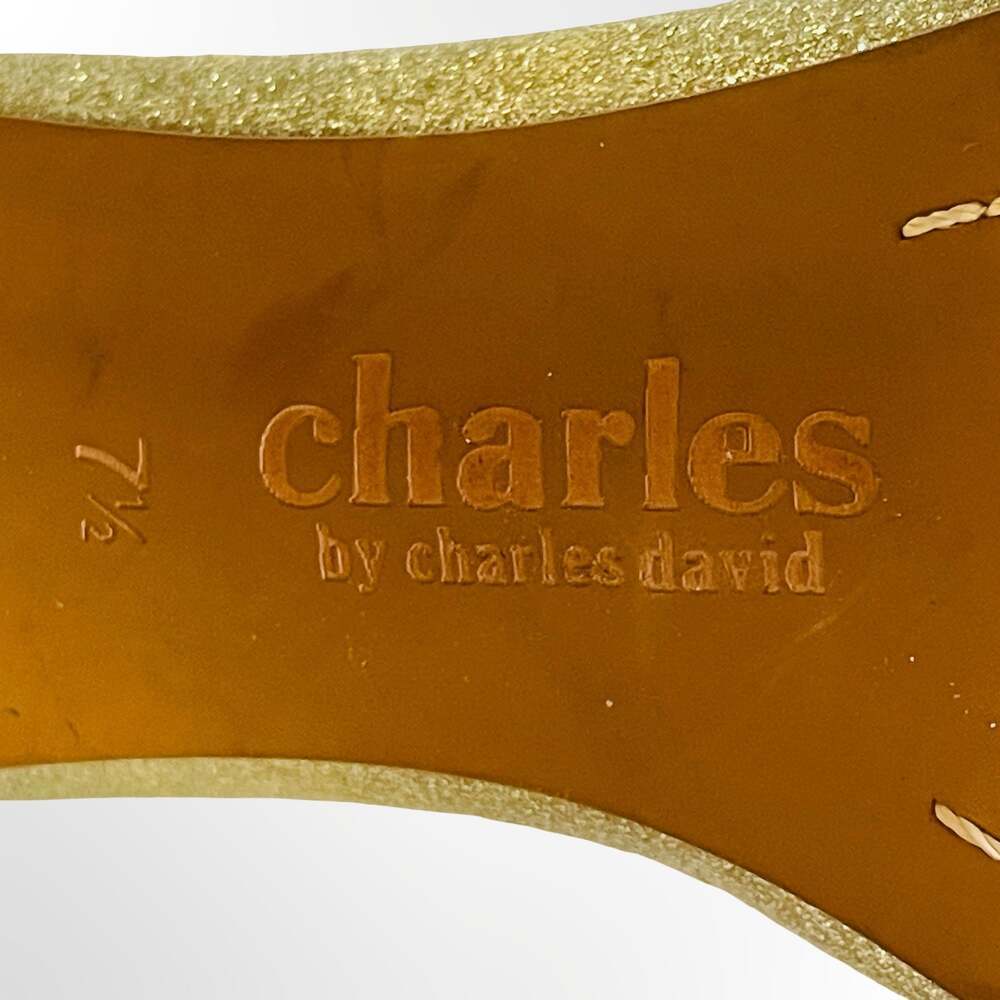 Charles by Charles David Gold Glitter Ankle Strap Stiletto Sandals