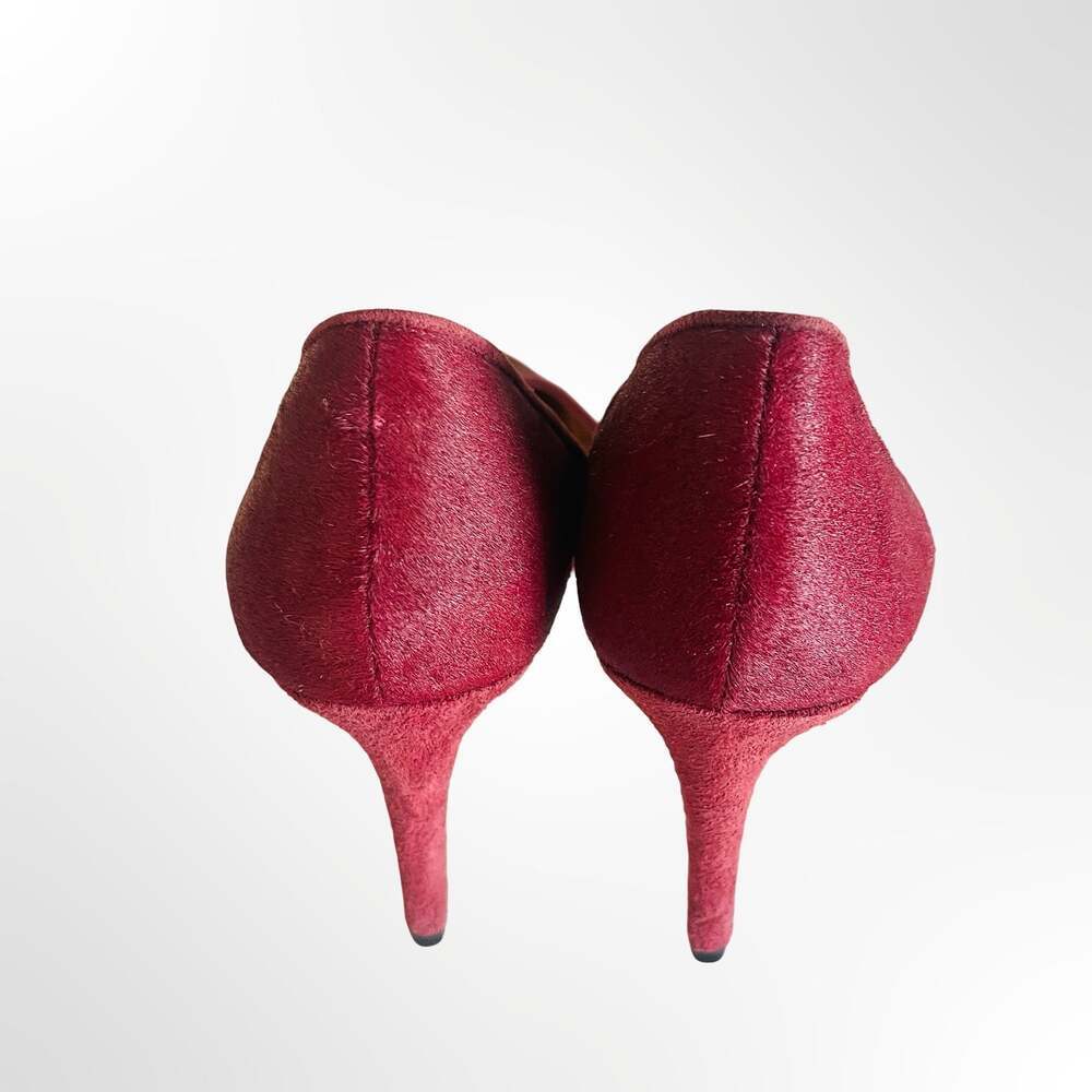 Halogen Burgundy Hair-On Calf Leather Pointed Toe D'Orsay Pumps