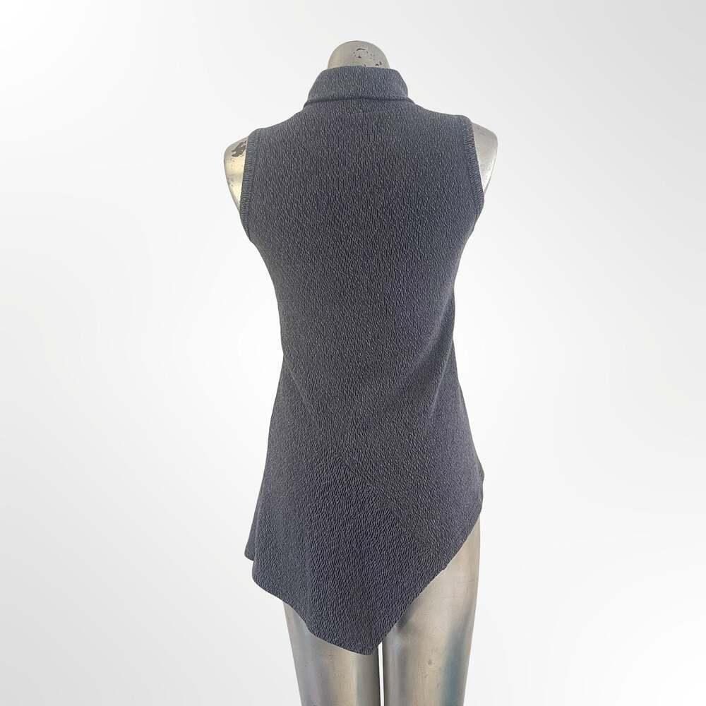 Namaste Sleeveless Mock Neck Asymmetric Knit Top
