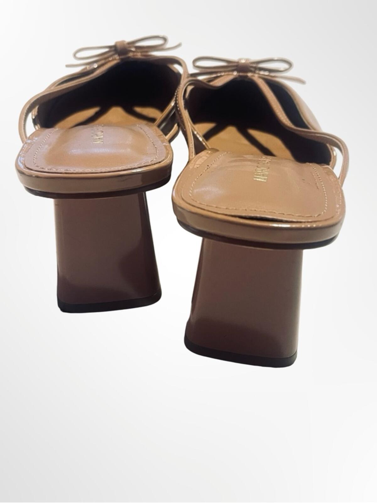 Marc Fisher Tan Pointed-Toe Bow Slingback Mules in size 8.5