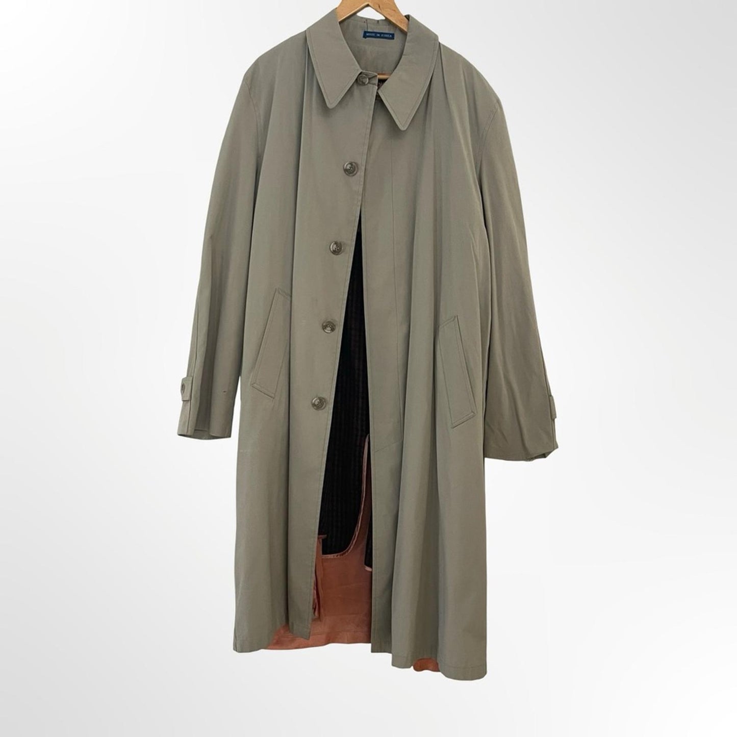 TownCraft Olive Green Long Trench Coat 42 X-Tall