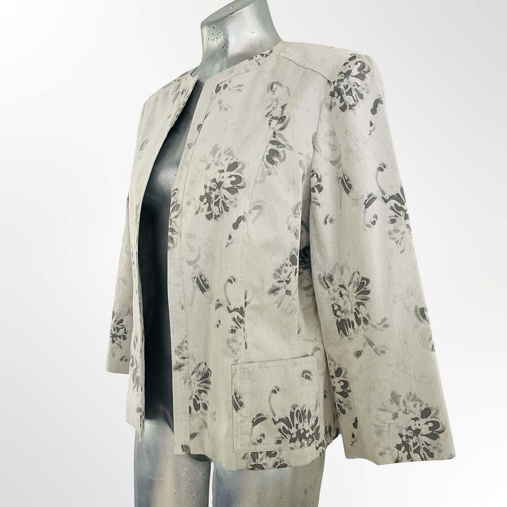 Anne Klein Women's Floral Print Open Front Blazer Jacket Size 12