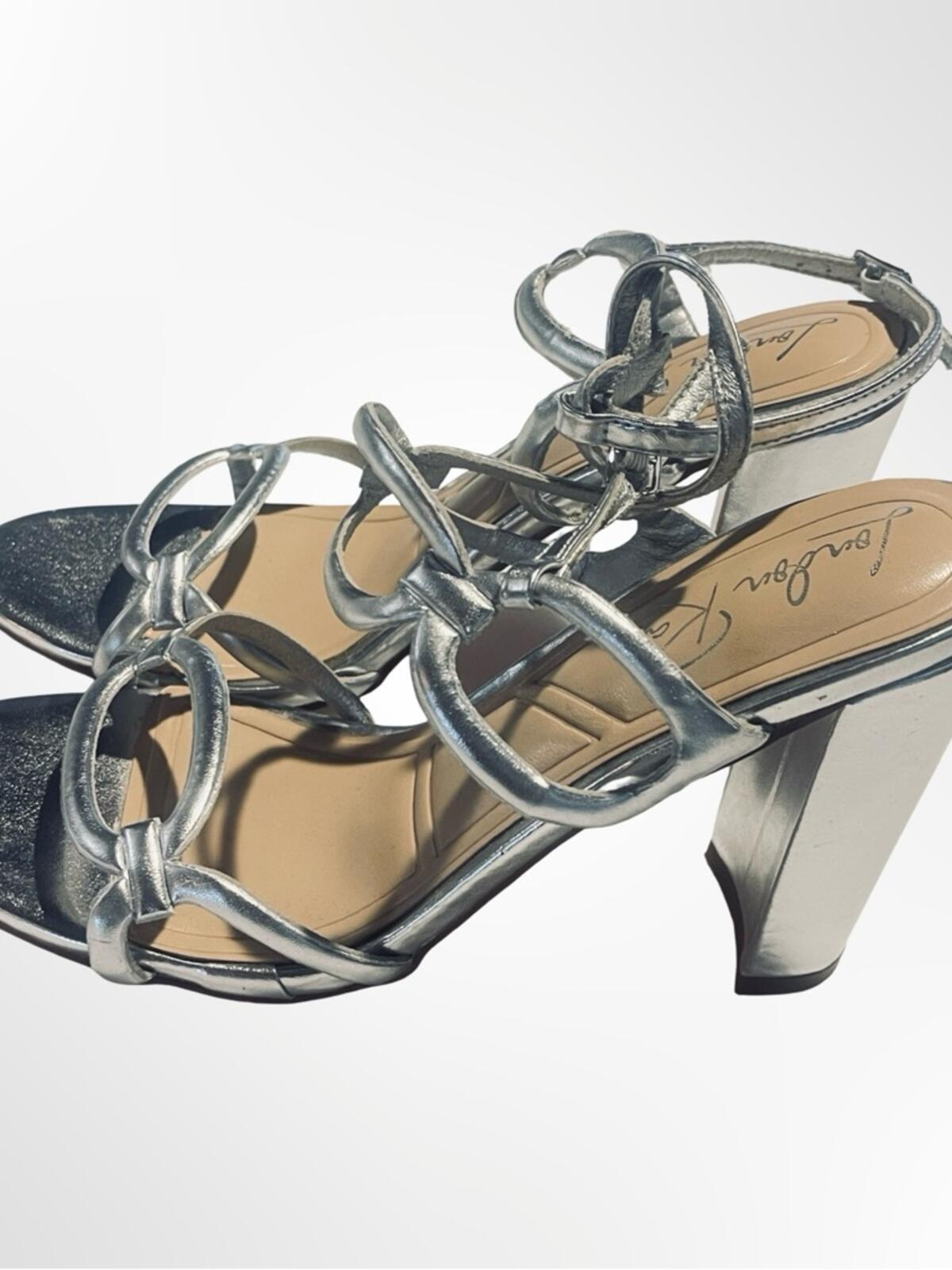 London Rag  Metallic Silver Strappy High Heel Sandals size 8