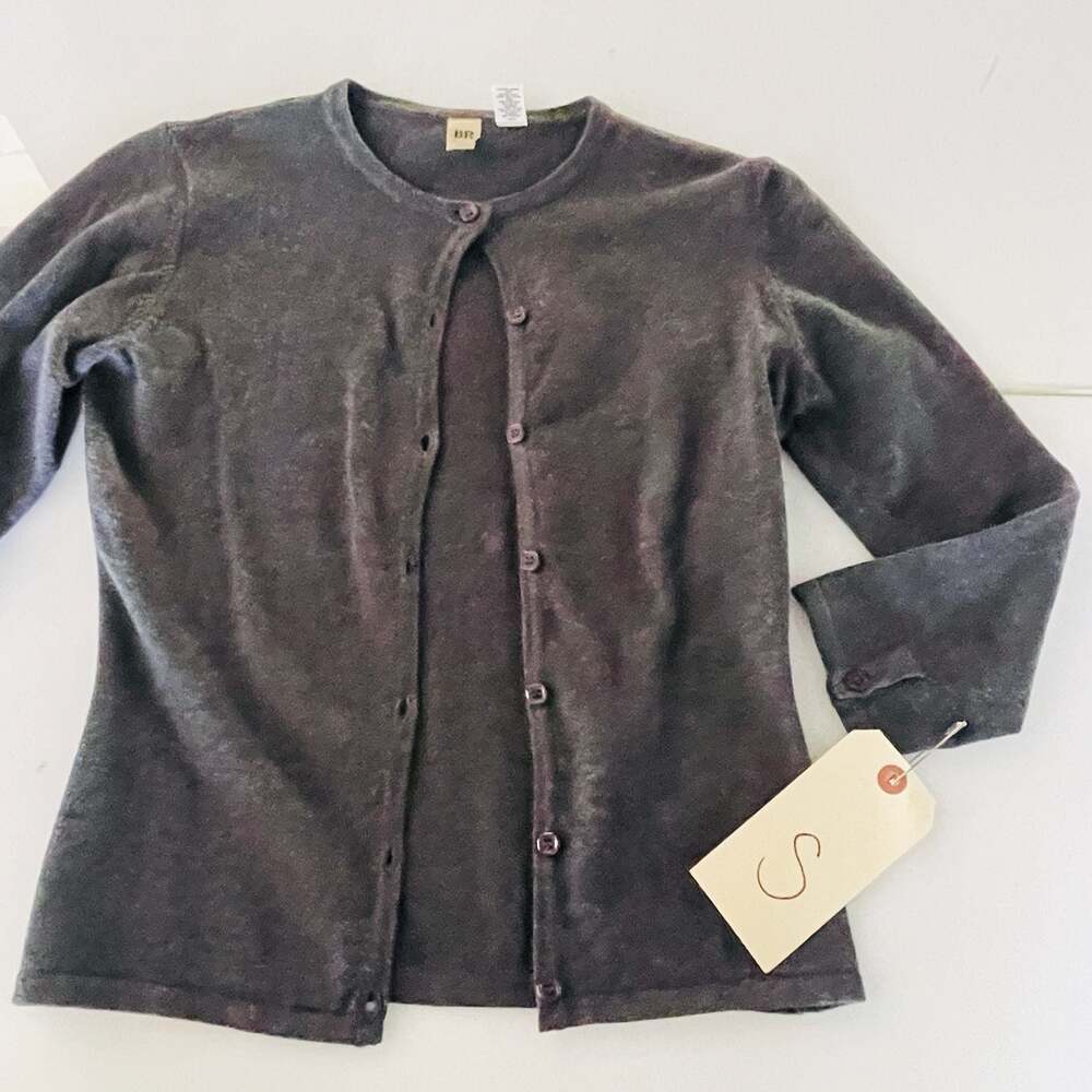 BP. Women's Dark Gray 100% Cotton Button Front Crew Neck Cardigan Sweater Size S