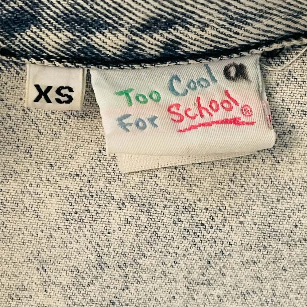 Too Cool For School Vintage 1980s Acid Wash Cropped Denim Jacket w Embroidered L