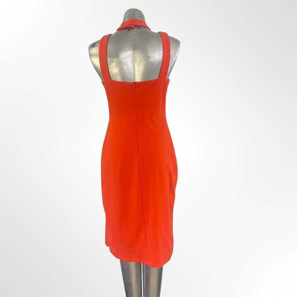 Bebe Tangerine Halter Bandage Midi Dress