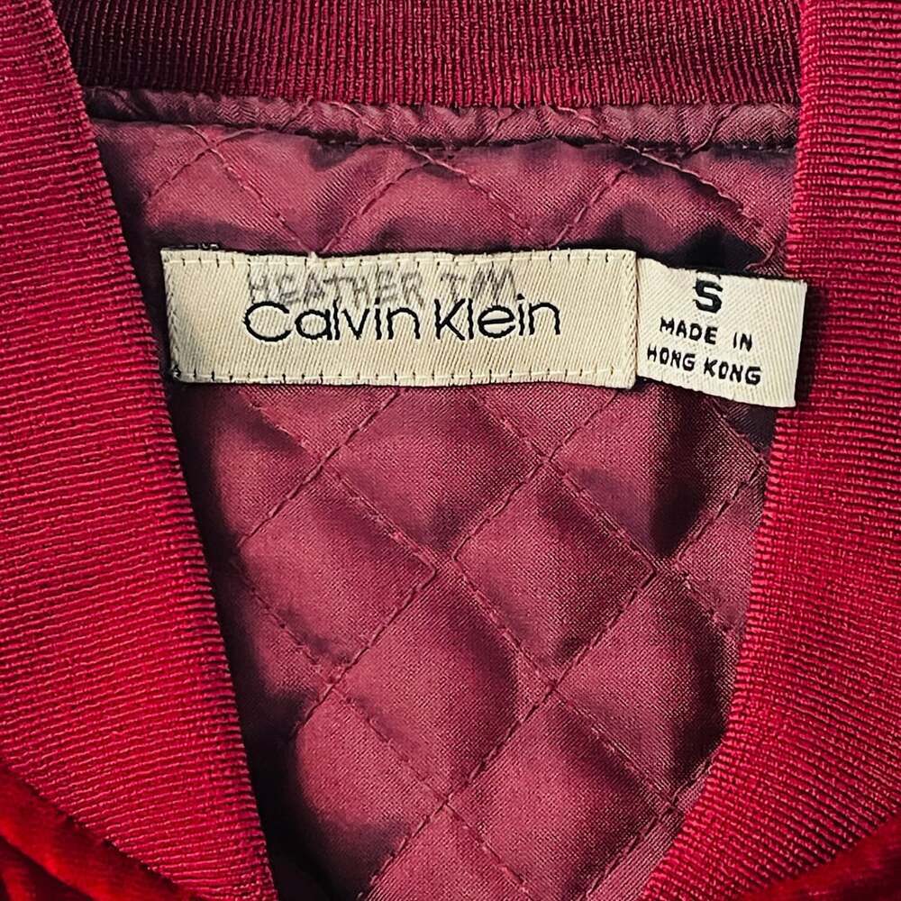 Vintage Calvin Klein Red Velvet Cropped Bomber Jacket