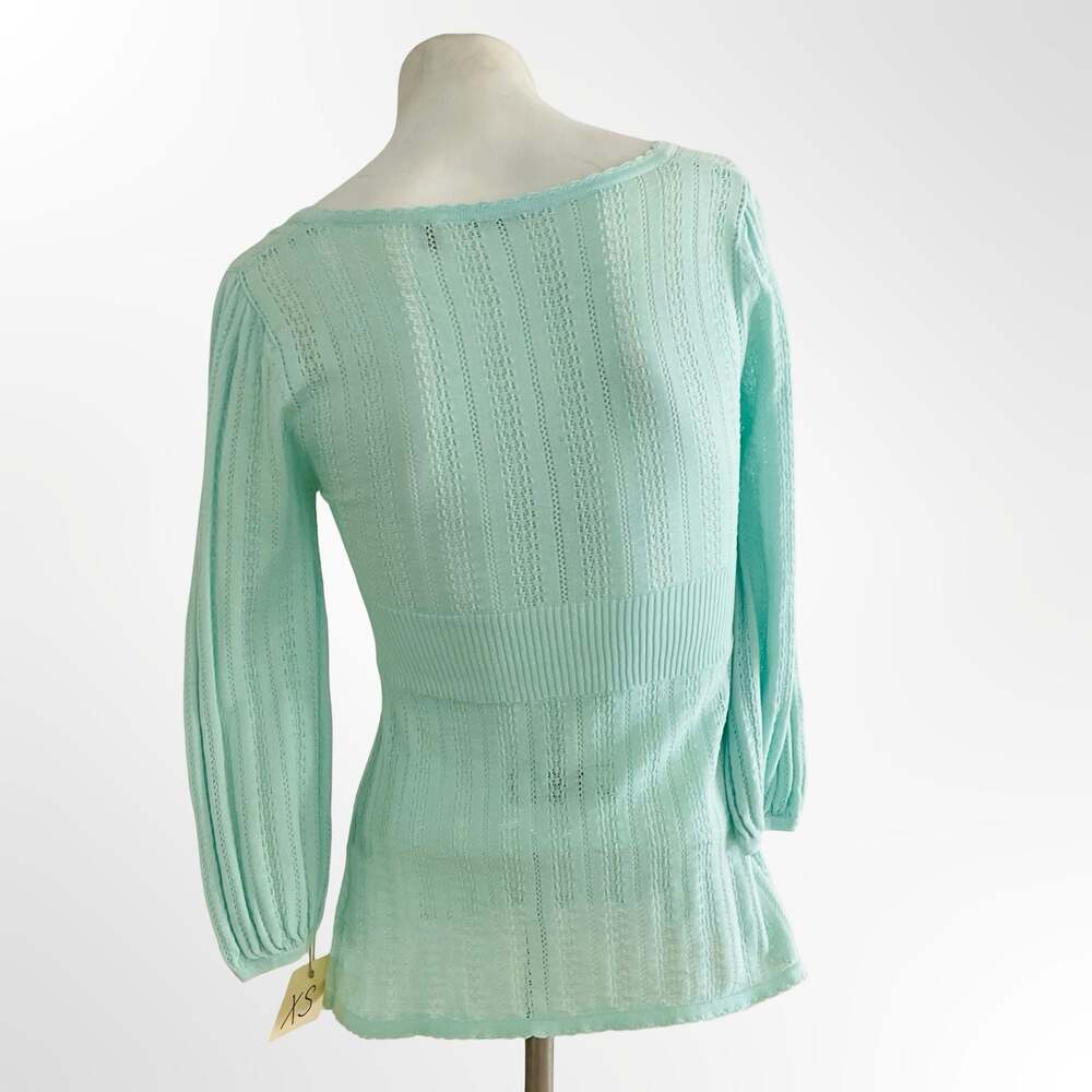 Halogen Women's Mint Green Pointelle Knit Button-Up Cardigan Sweater