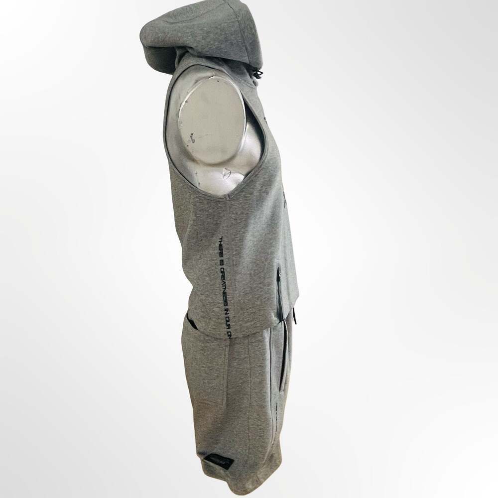 Actively Black Men's Sleeveless Hooded Tank Top and Shorts Two-Piece Set