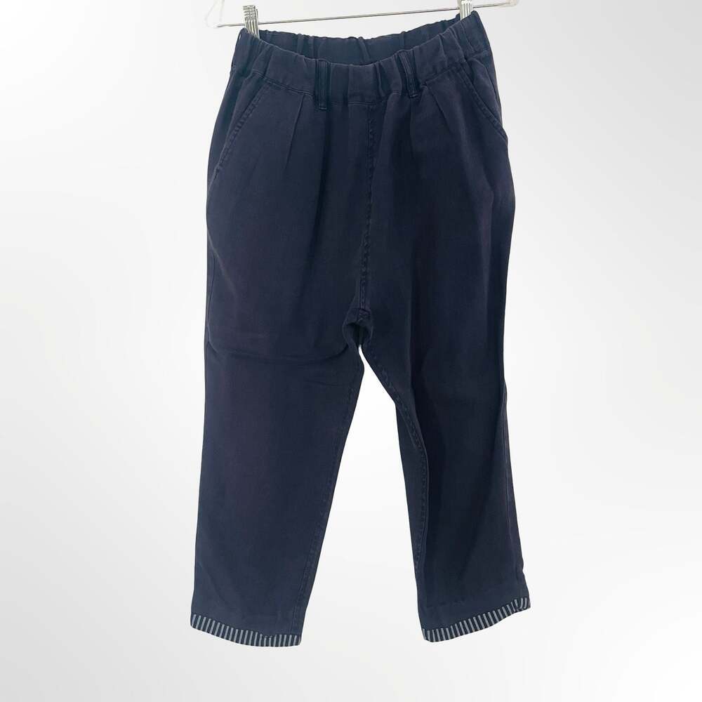 Journal Standard Luxe 100% Linen Cropped Harem Pants with Striped Cuffs