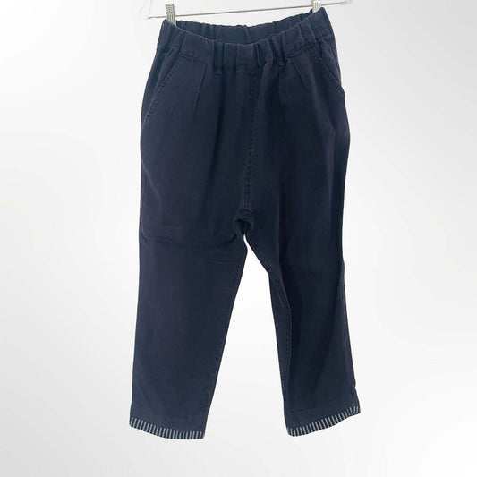 Journal Standard Luxe 100% Linen Cropped Harem Pants with Striped Cuffs