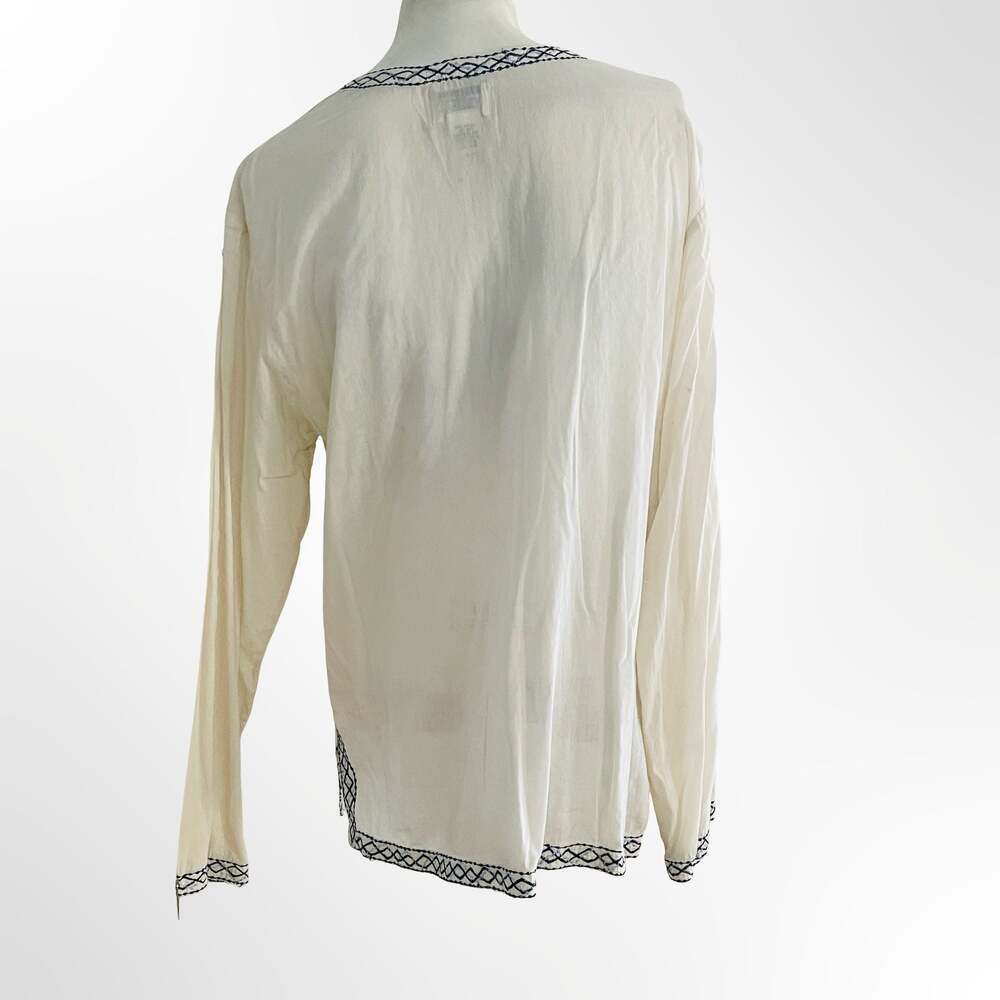 Step In Style Embroidered Boho Cotton V-Neck Long Sleeve Blouse Size L