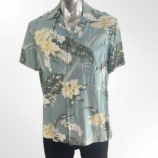 Bamboo Ginger Print Aloha Shirt Made in size XL