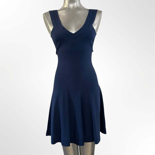 Armani Exchange Navy Blue Sleeveless Bandage Fit and Flare Dress