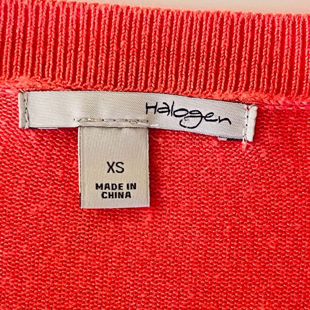 Halogen Coral Pink Crewneck Button Up Viscose Nylon Cardigan Sweater