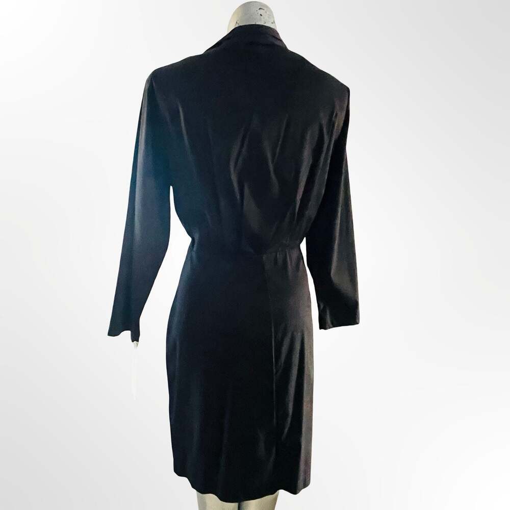 Tahari Black Front Twist V-Neck Midi Dress Size US 12