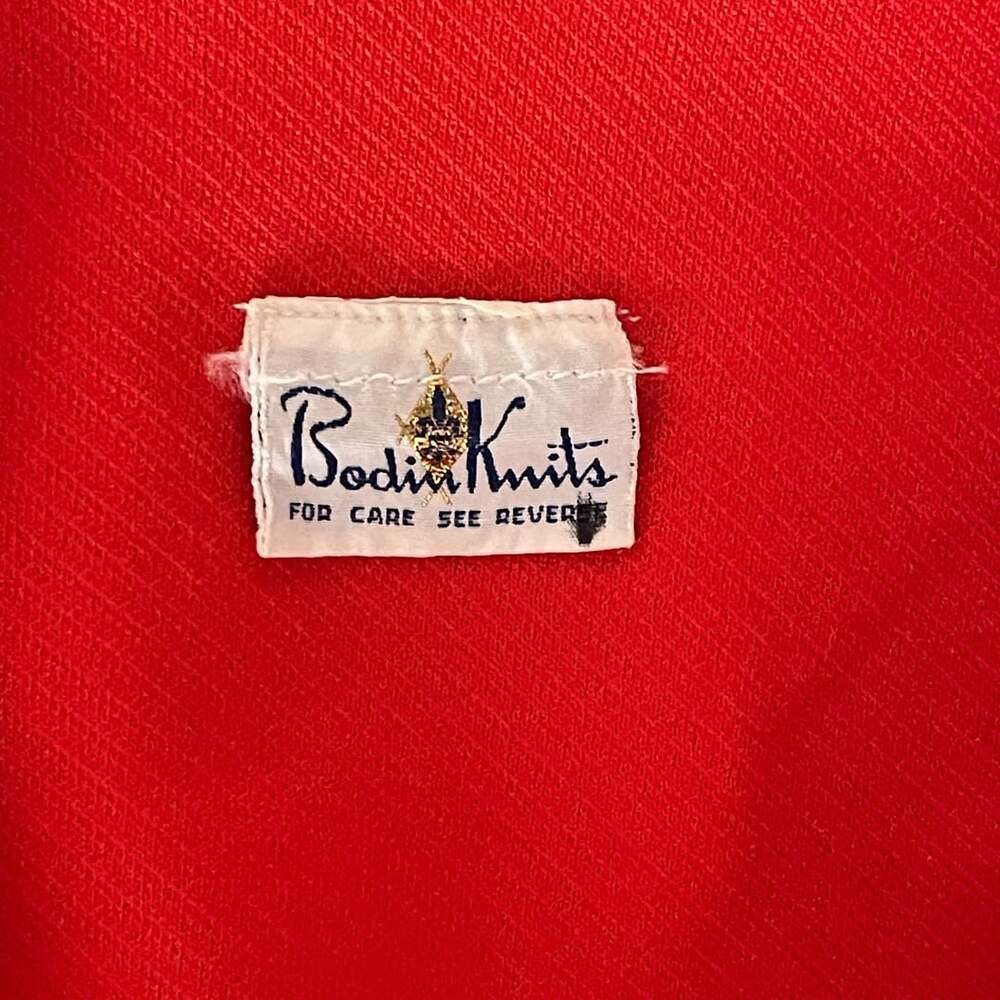 Vintage 1970s Bodin Knits Red Knit Jacket Blazer Gold Buttons