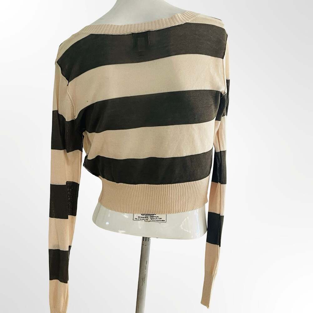 Joie California Striped Cropped Cardigan Sweater Large