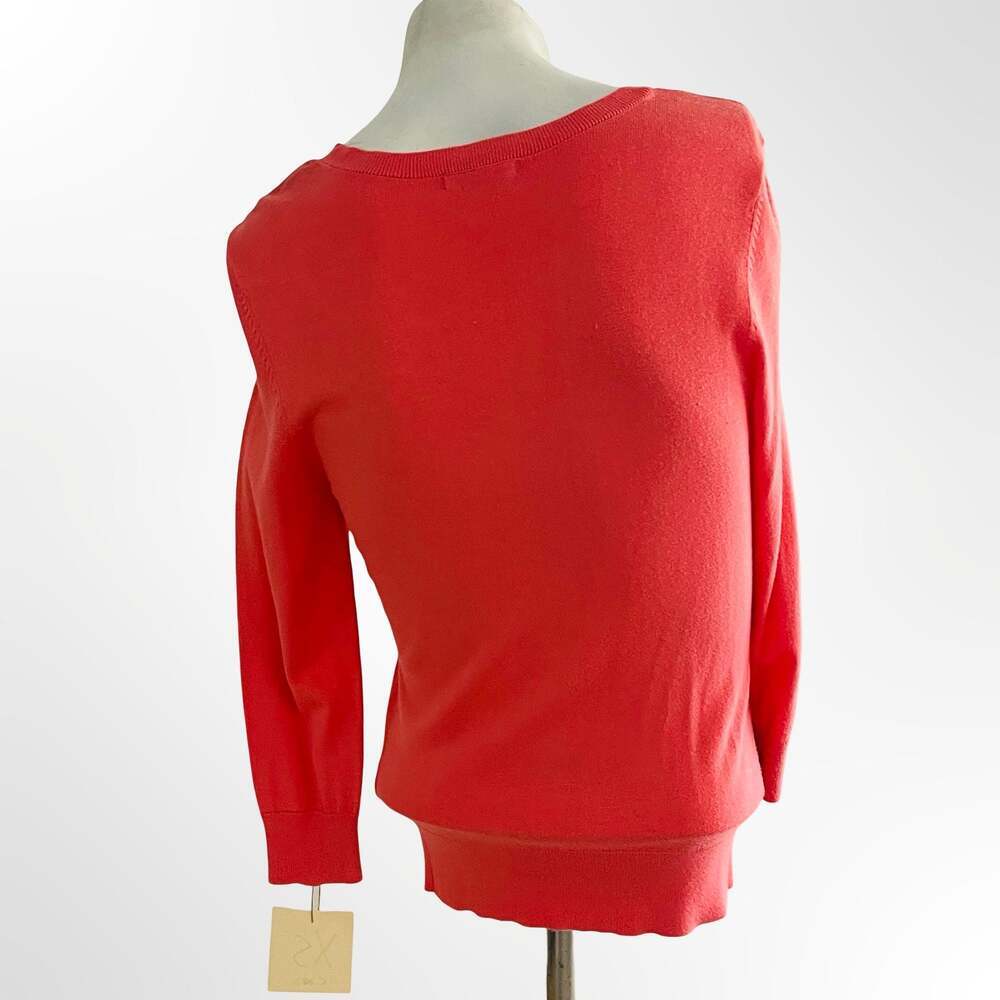 Halogen Coral Pink Crewneck Button Up Viscose Nylon Cardigan Sweater