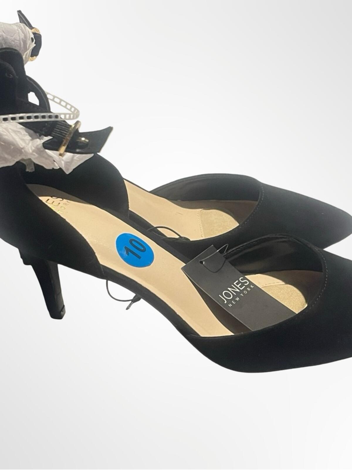 Jones New York Black Pointed Toe Ankle Strap NWT size 10