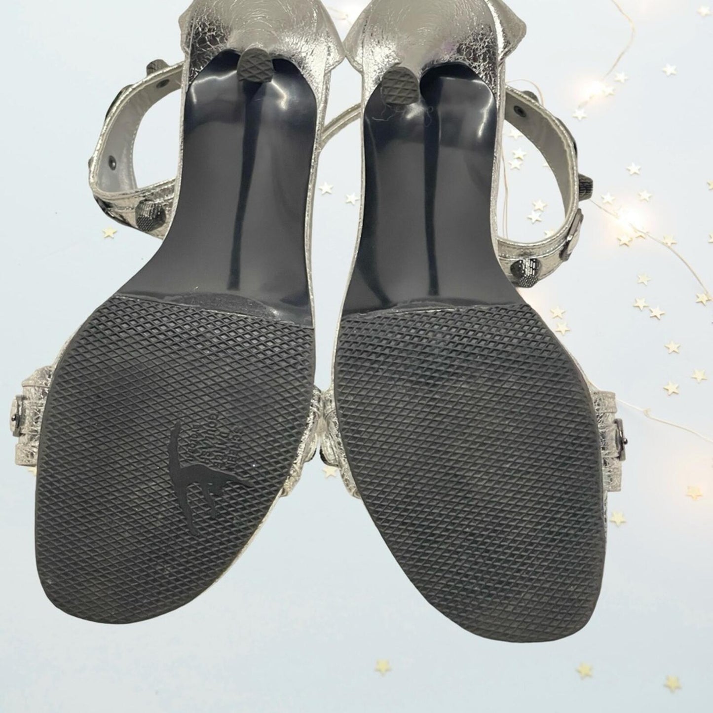 Glamorous Silver Ankle Strap Heels in size 7.5