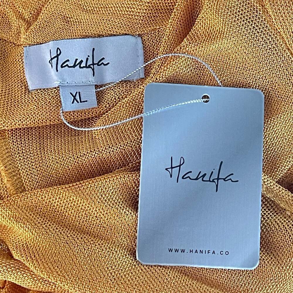 Hanifa Women's Mustard Yellow Asymmetrical Draped Mini Dress