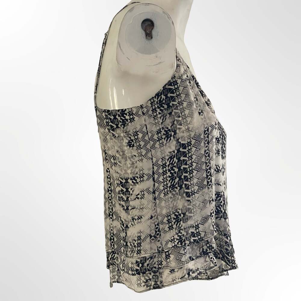 Parker 100% Silk Geometric Aztec Print Tiered Cami Top