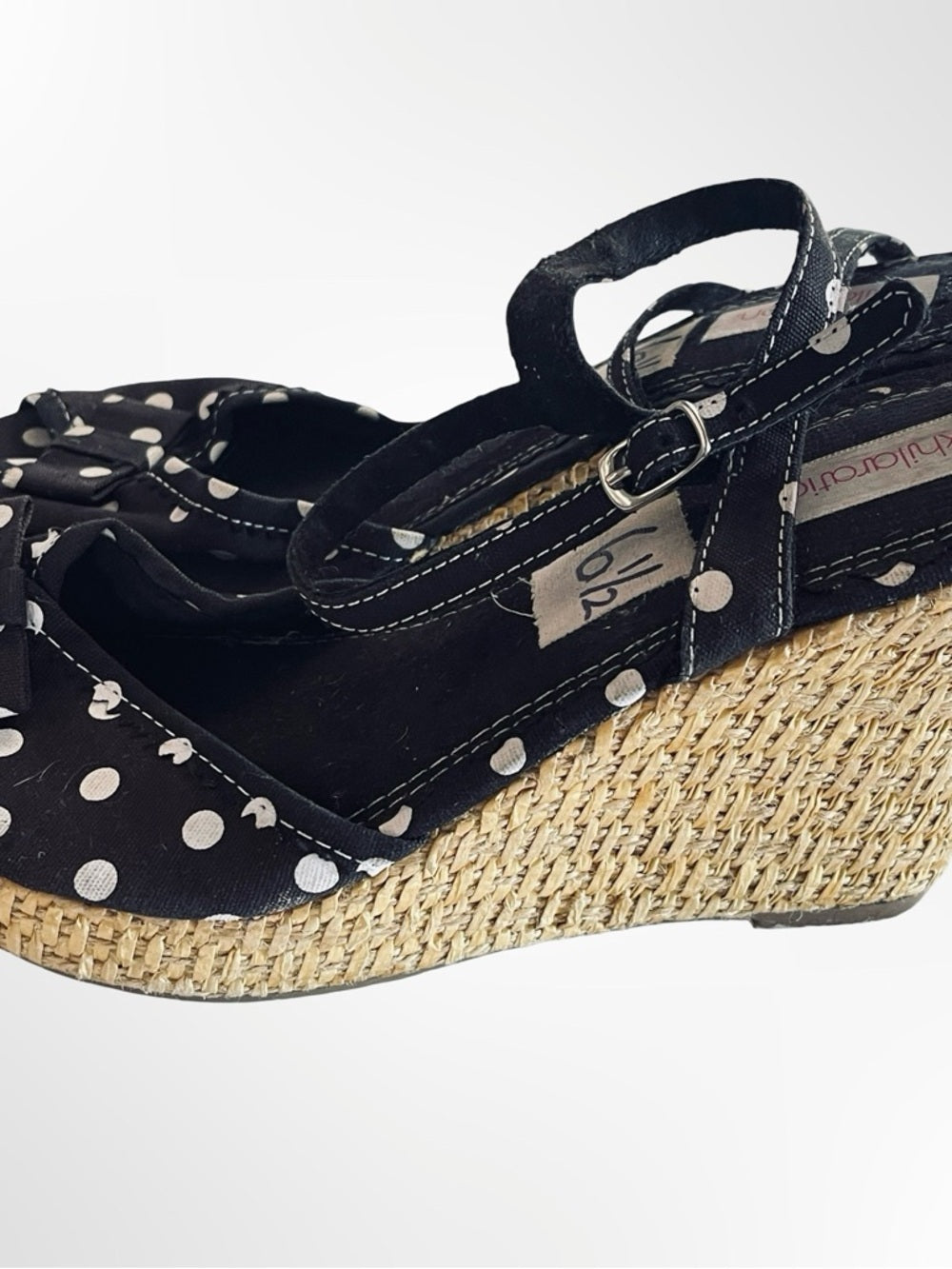 Xhilaration Black and White Polka Dot Wedge Sandals