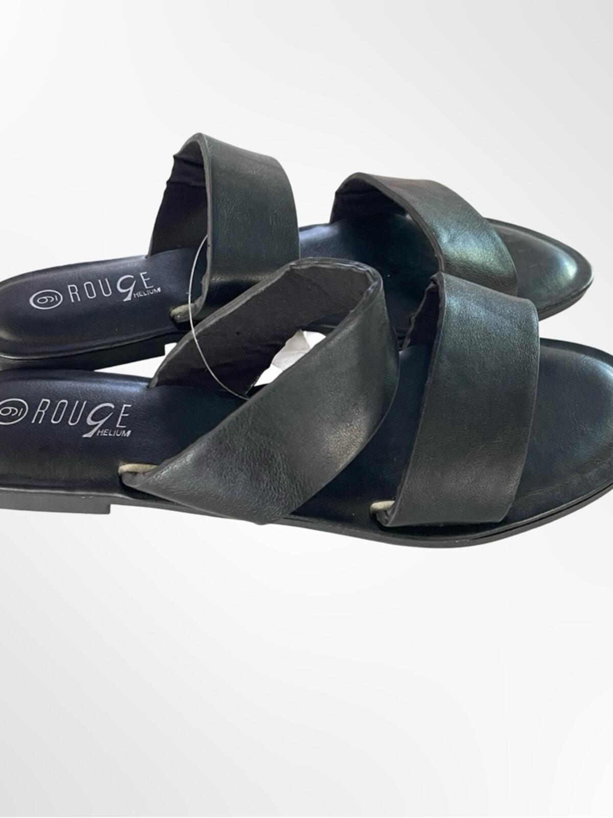Rouge Helium Black Double Band Slide Sandals for Women NWT