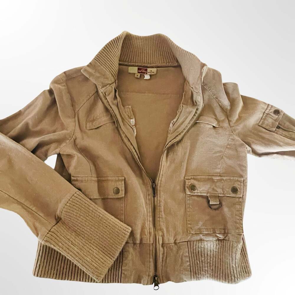 Ashley by 2G International Women's Brown Utility Cargo Jacket, Size Medium
