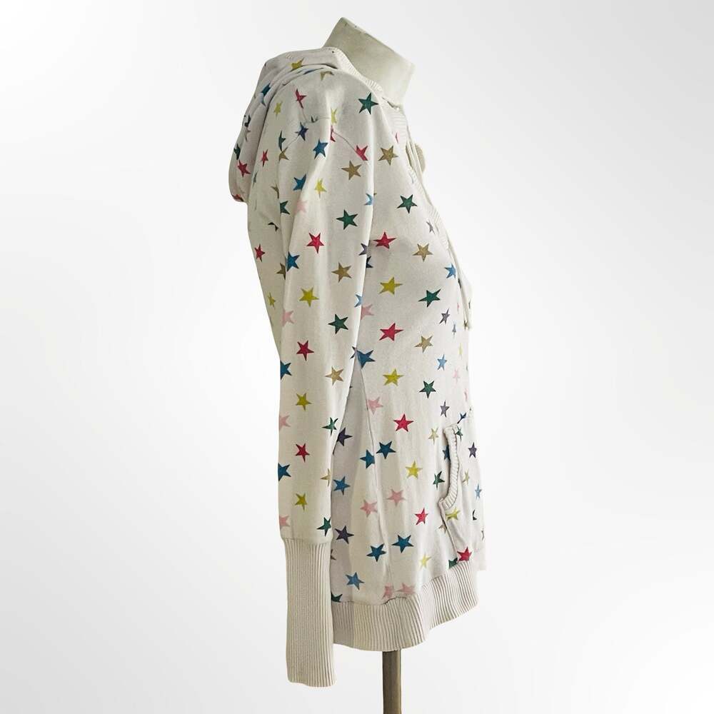 SayWhat Colorful Star Print Cotton Knit Hoodie Sweater Size S