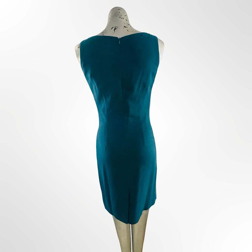Dunhill Teal Sleeveless Boat Neck Sheath Dress