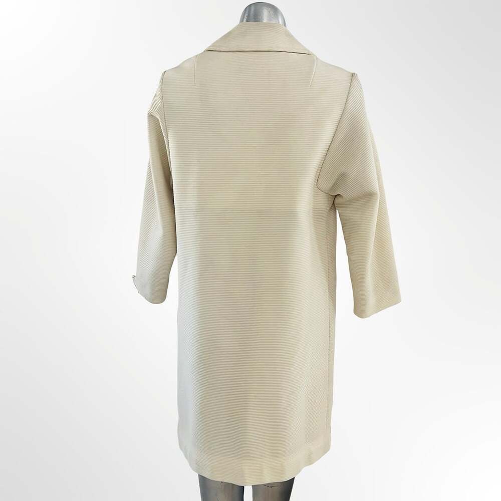 Vintage Textured Cream Single Breasted Overcoat with Notch Lapel and Pockets