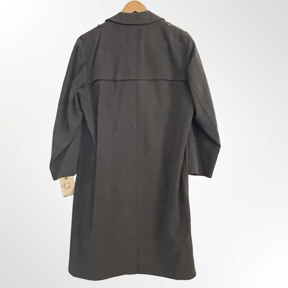 Vintage 1980s Men's Charcoal Grey Double-Breasted Long Dress Coat Size 42