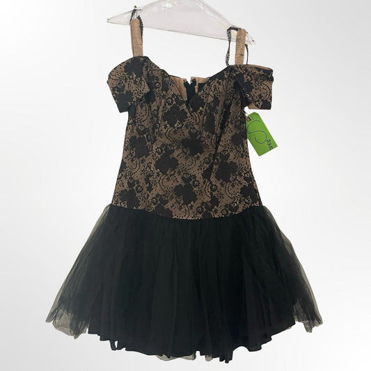De Laru Black and Tan Lace Tulle Dance Costume Dress in 11