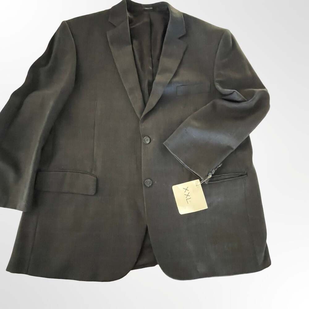 Pronto Uomo Platinum Charcoal Grey Herringbone Two Button Sport Coat Blazer XXL