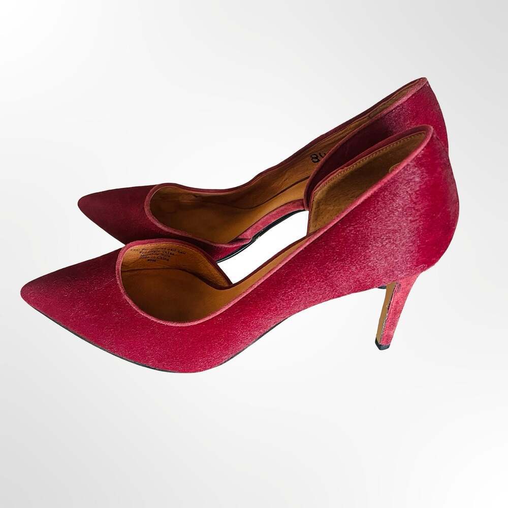 Halogen Burgundy Hair-On Calf Leather Pointed Toe D'Orsay Pumps