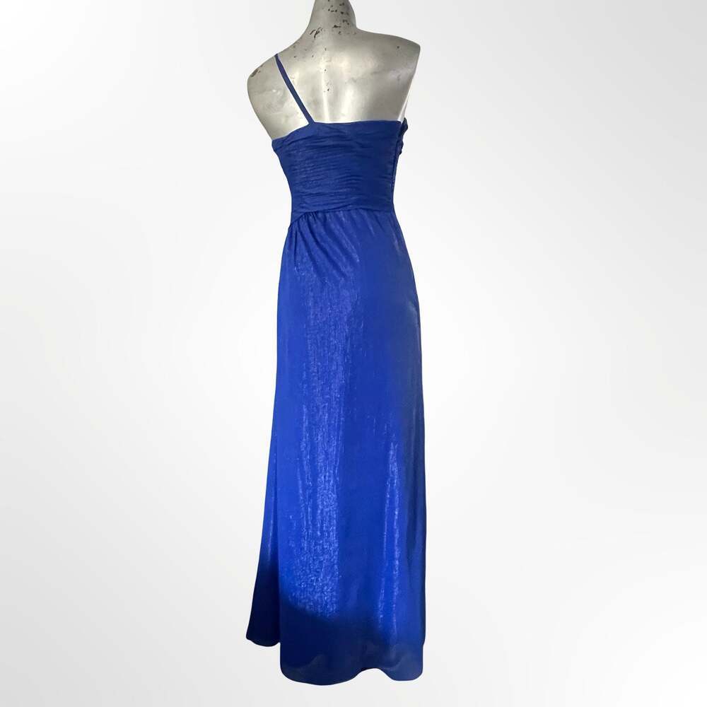 Aqua Women's Royal Blue Shimmering Ruched One-Shoulder Formal Gown