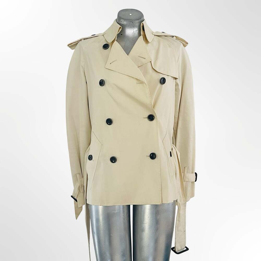 A Litl Betr Rogan Double Breasted Belted Short Trench Coat