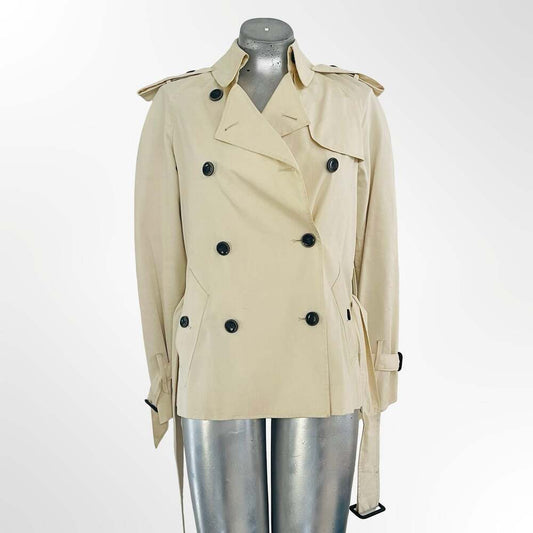 A Litl Betr Rogan Double Breasted Belted Short Trench Coat