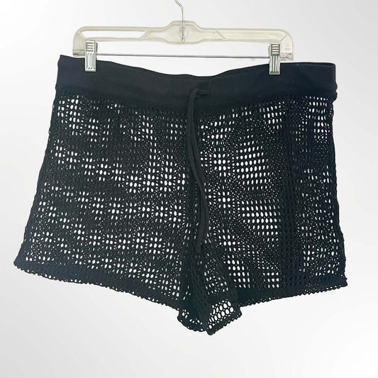 Shade & Shore Black Mesh Crochet Swim Cover-Up Shorts